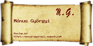 Mónus Györgyi névjegykártya