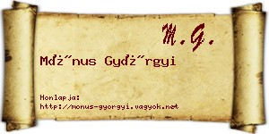 Mónus Györgyi névjegykártya